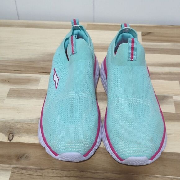Avia Big Girl Slip On Aqua Sneakers Knit Shoe Size 2 - Picture 3 of 8